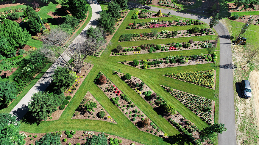 aerial photography of trial gardens